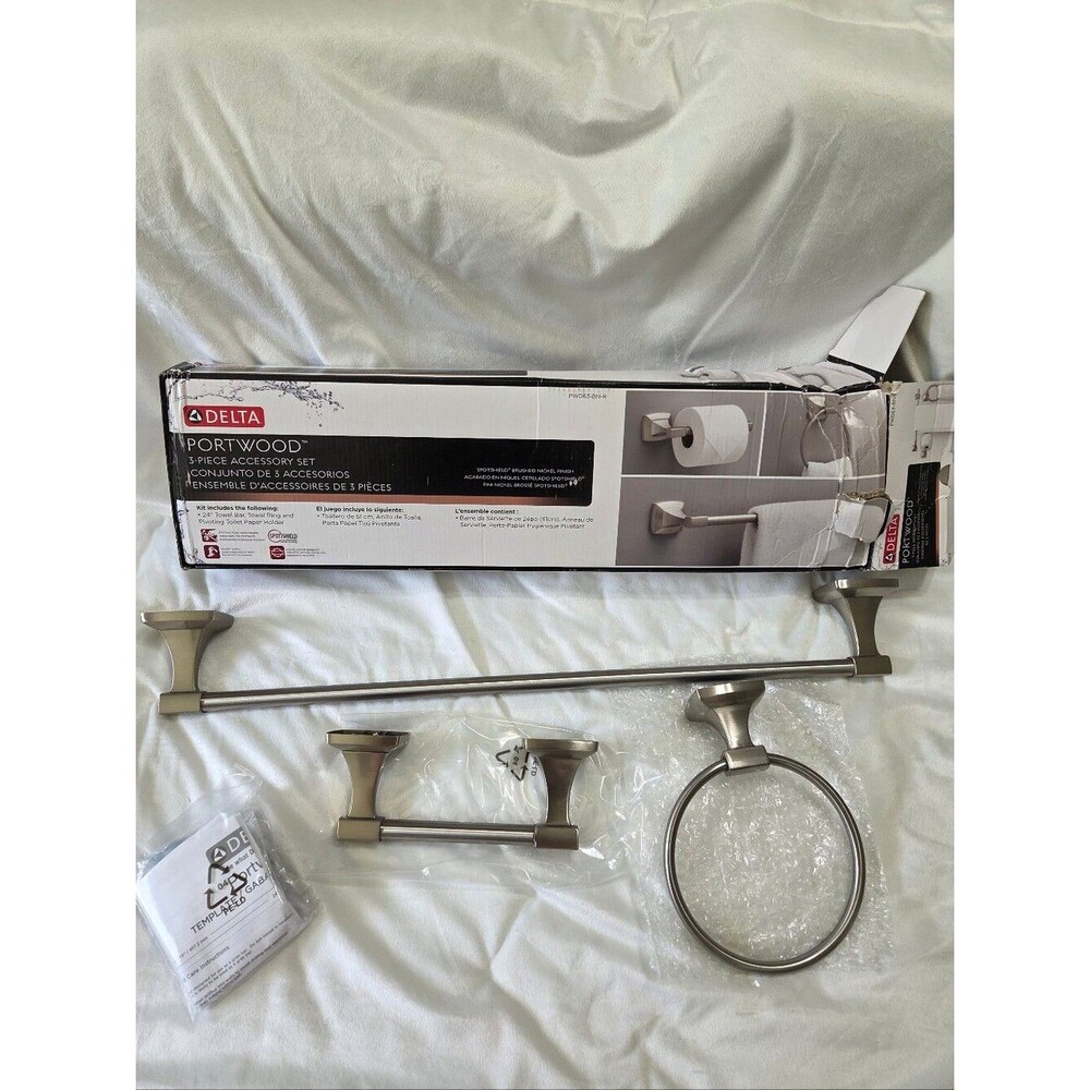 Delta Portwood 3-Piece Brushed Nickel Bath Accessory Set - 24"